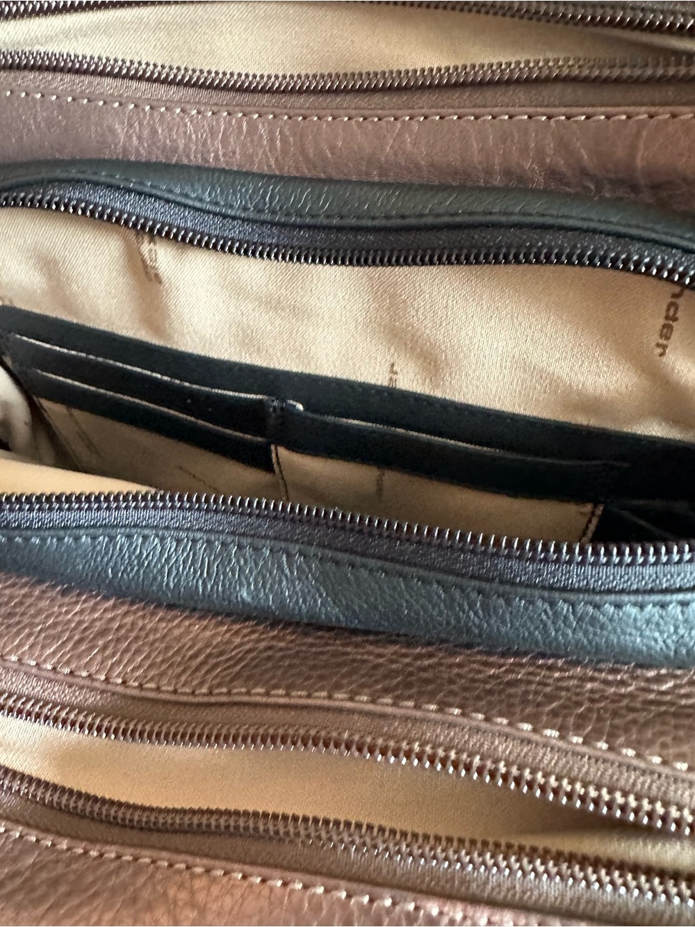 Black Leather Tote with Branded Beige Lining - Picture 7 of 12